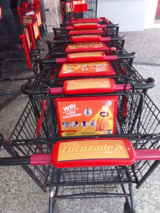 Lucozade campaign on iTouch shopping carts, iCart at JTA Supermarkets